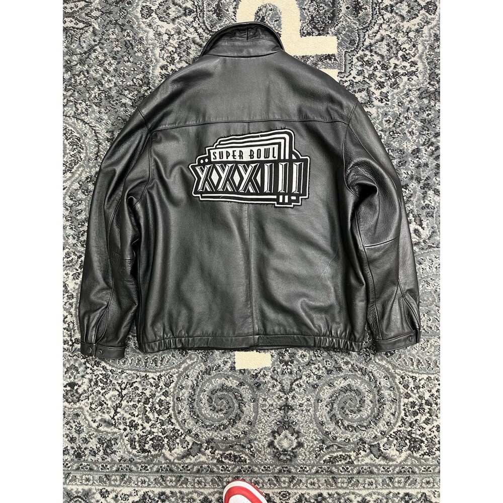 Vintage Logo Athletic Super Bowl Leather Jacket Mens XL  Black Football NFL - Picture 9 of 14